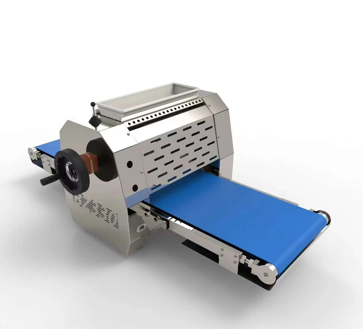 Electric croissant dough press machine automatic 380mm table top bread dough sheeter