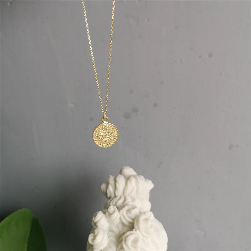 Queen Medallion Six Pence New Pendant Necklace For Women 100% 925 Sterling Silver Fashion Jewelry 45CM Cross chain Gift