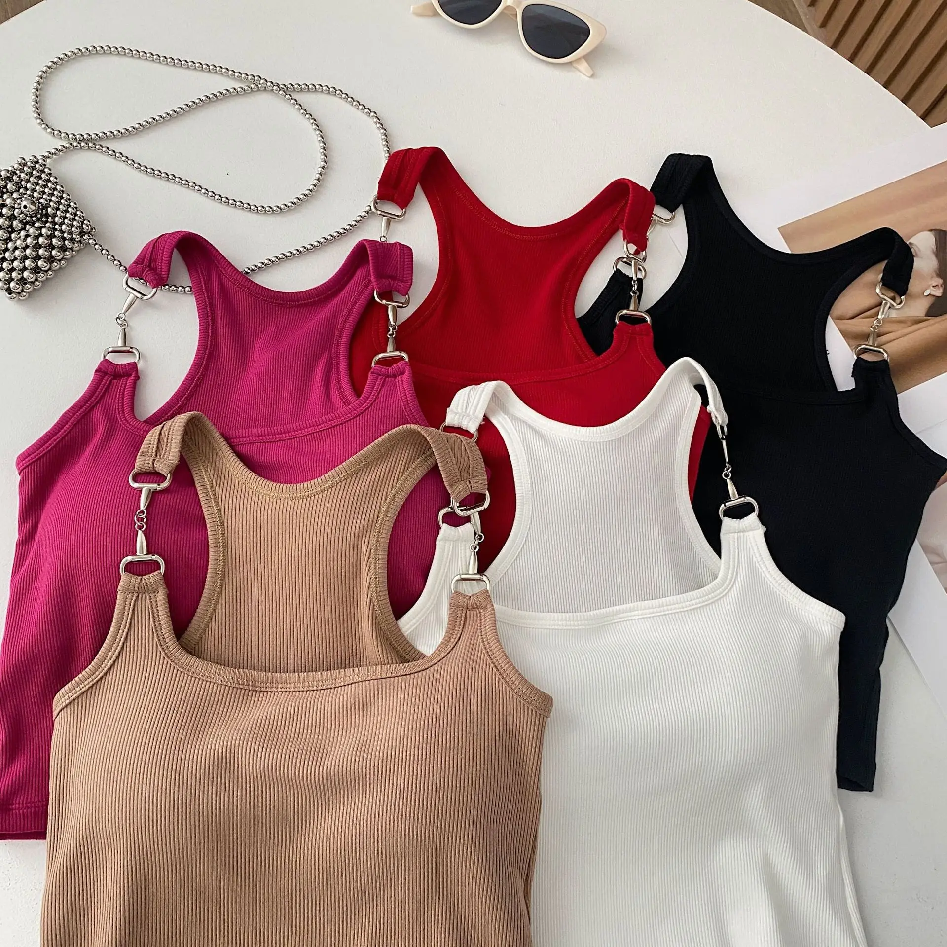 Hot Sale Summer Fancy One-piece wrapped chest beauty back basic simple sexy club camisole padded tank crop top