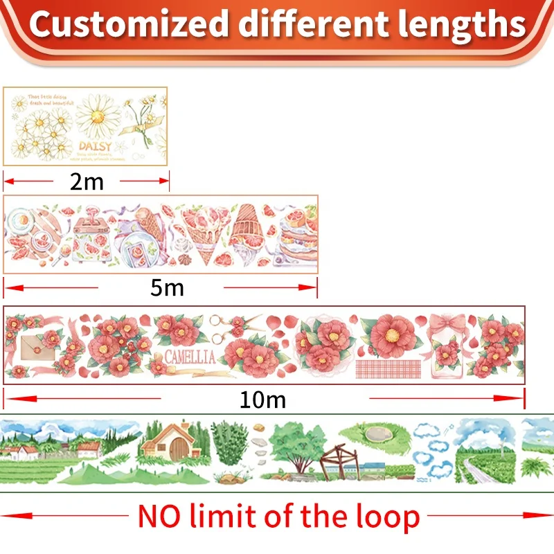 Colored Decoration holographic gold foil Washi Tapes custom printing for handicrafts