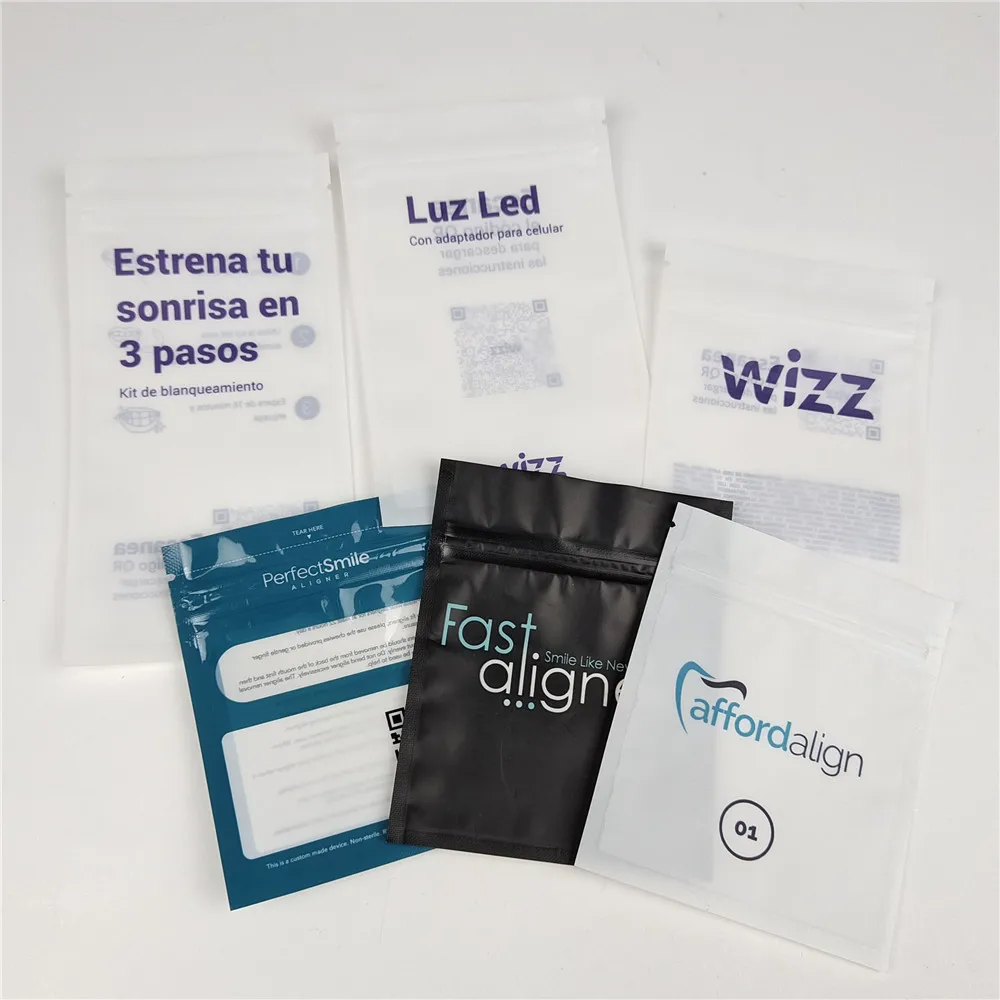Custom Teeth Aligners Packaging Bags Three Side Seal Zip lock Reusable Aligner Packaging Zipper Sachet Aligner bag