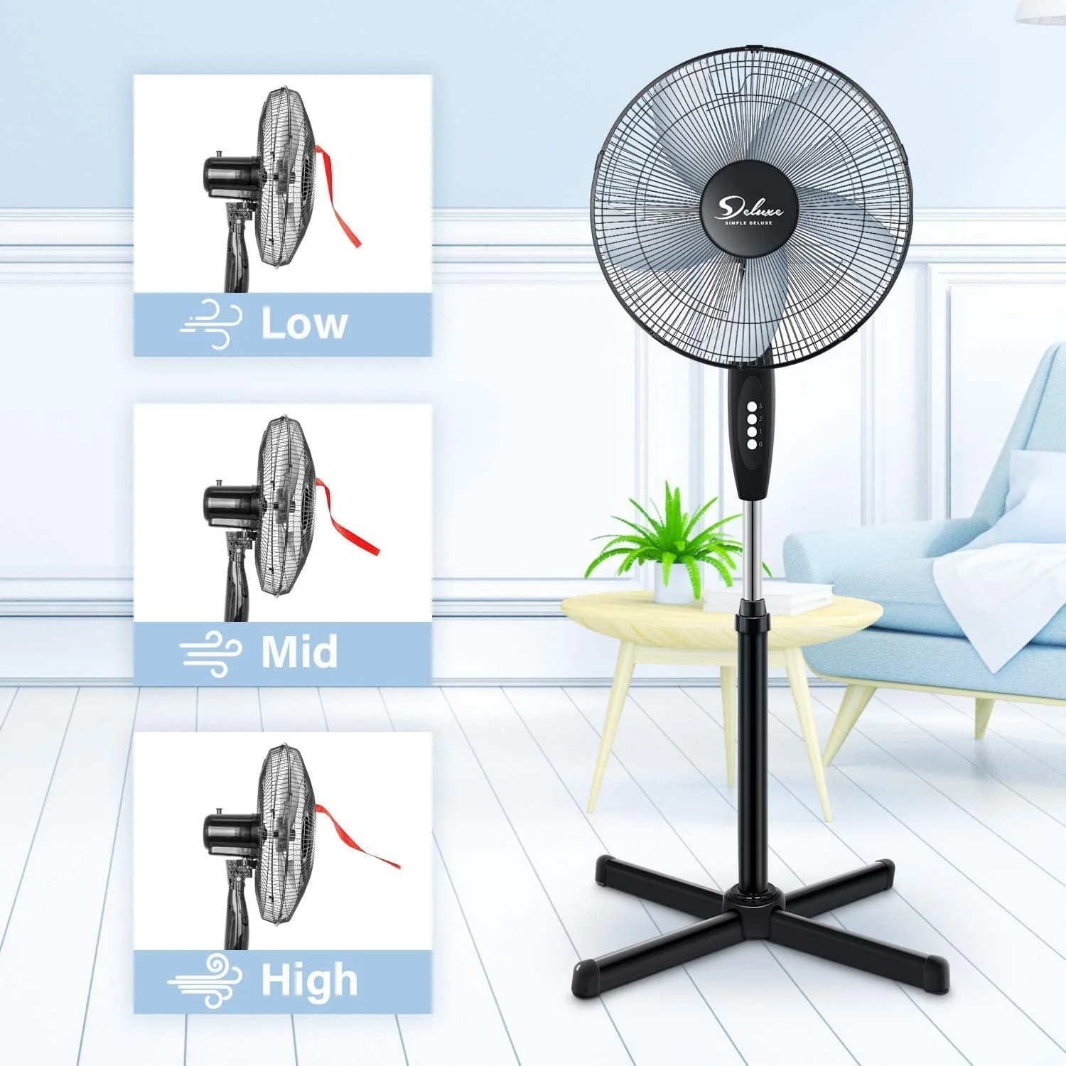 16 Inch AIr Cooling Standing Fan With New Switch Design