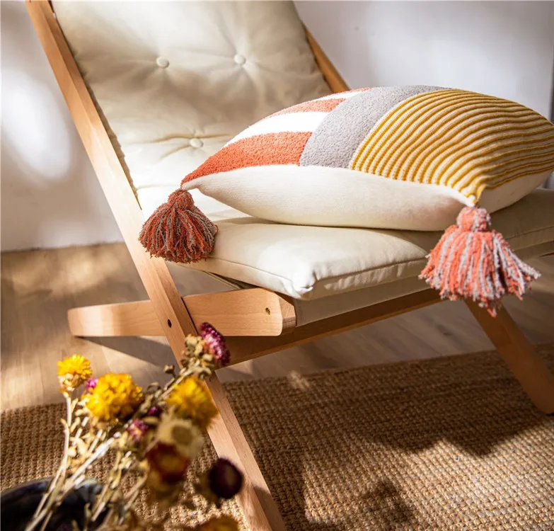 Особенно эластичная вязаная наволочка с бахромой, Всесезонная Мягкая Наволочка для подушки, подходит для спальни