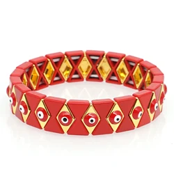 High End Alloy Enamel Tile Rainbow Bracelets Turkish Evil Eye Pulseras Mujer Moda 2020 Summer Beach Fashion Jewelry
