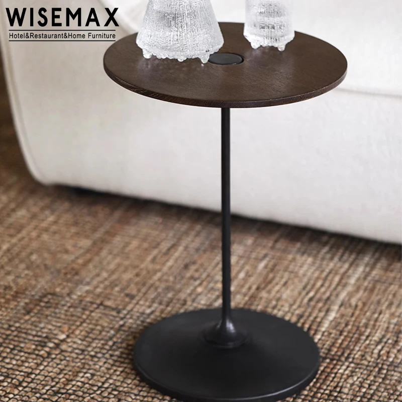 WISEMAX FURNITURE Industry design sofa corner table wooden frame old color modern round coffee table for living room restaurant