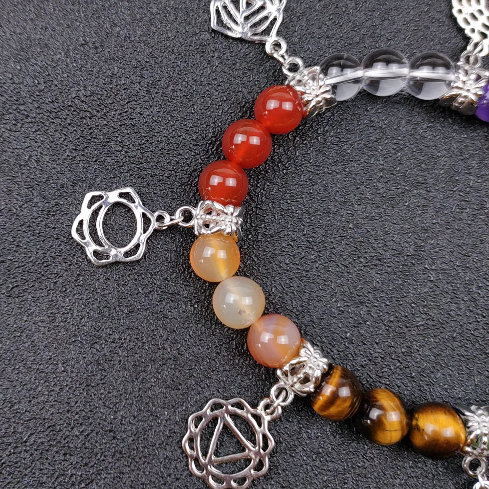 Natural originality healing crystals elastic beaded seven chakras yoga energy stone