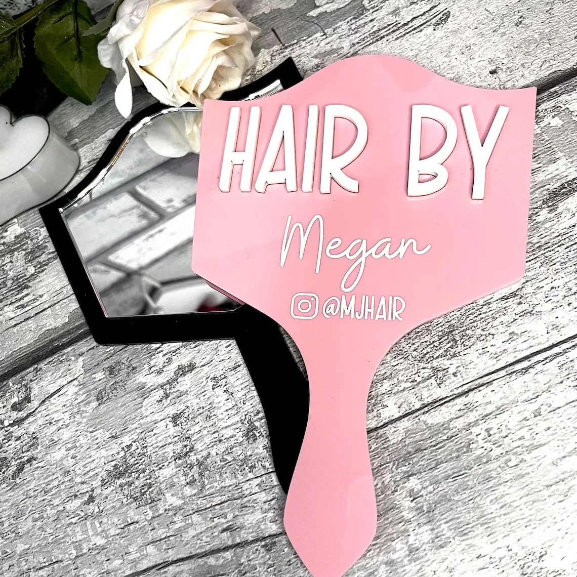 Custom Logo Acrylic Plastic Small Compact Handheld Square Makeup Mirror Custom Cosmetic Hand Mirror For Women