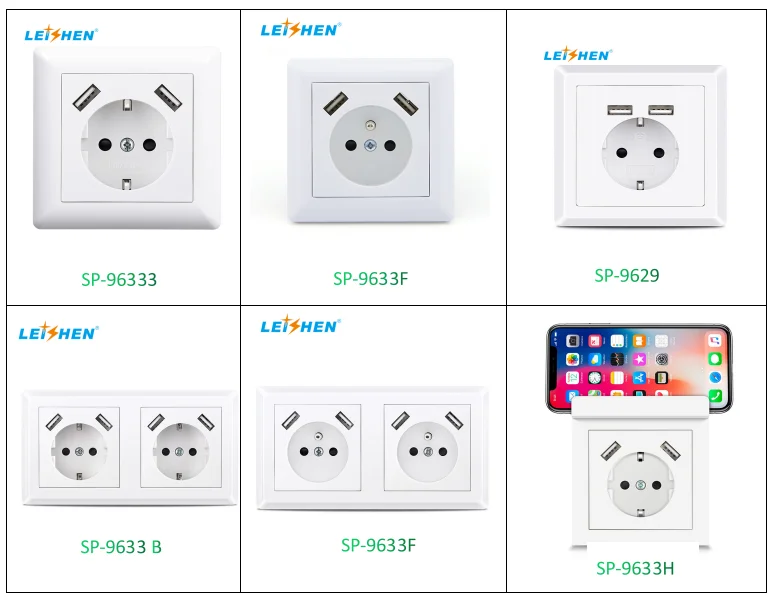 250V 16A Schuko Socket with system 55 Complete Set USB Charger  Connection Shutter Touch Protection Easy Installation