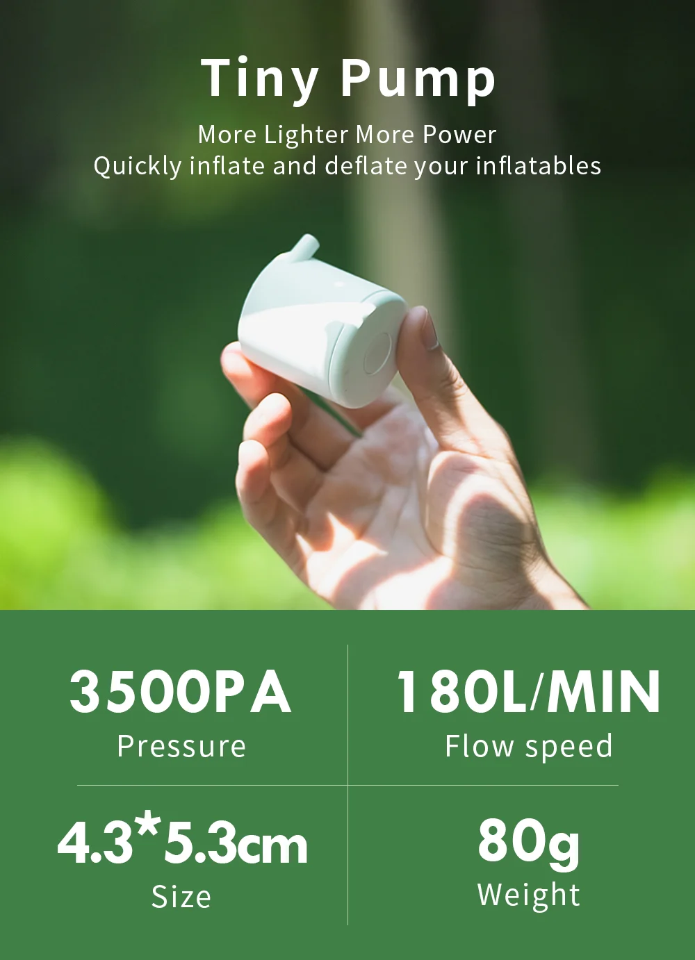 FLEXTAIL Ultralight Tiny Pump with High Pressure 3.5Kpa Tiny Pump 3 in 1 for Outdoor Camping