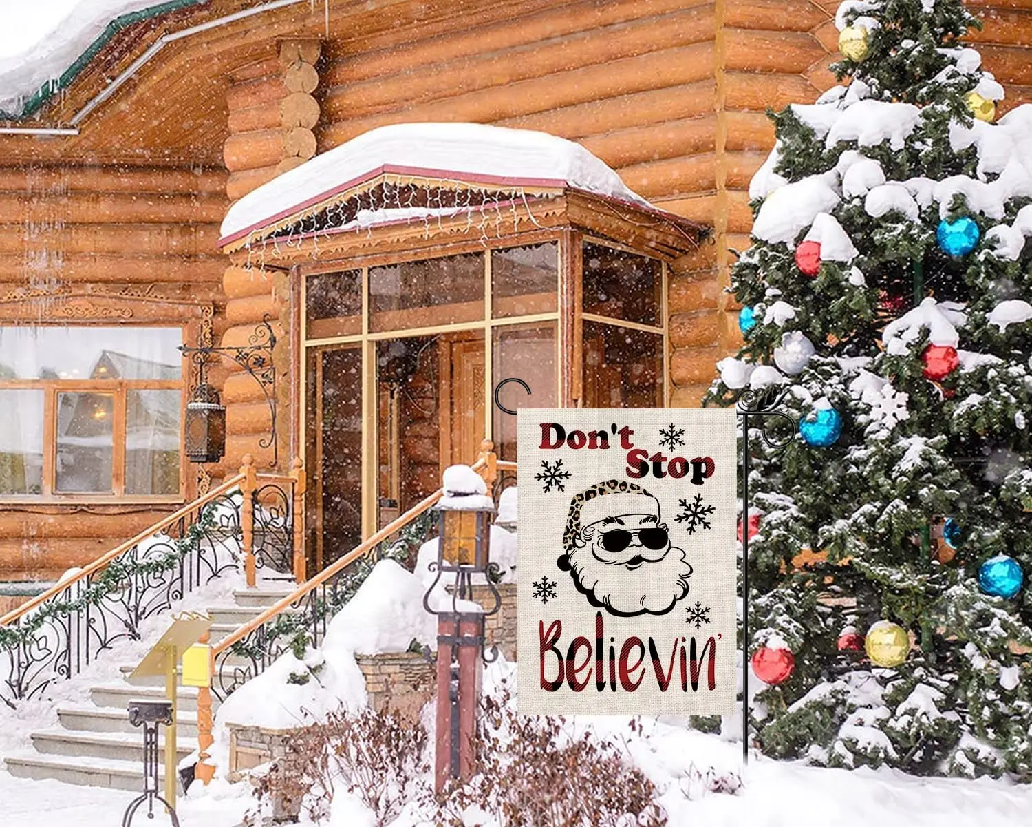 12X18in Dont Stop Believe Santa Claus Garden Flag Burlap Material Single Or Double Sides Suit Outdoor Indoor Decor