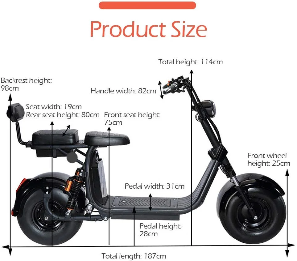 
 Европейский склад, 1800 Вт, Электрический скутер для взрослых с толстыми шинами, электрический мотоцикл  