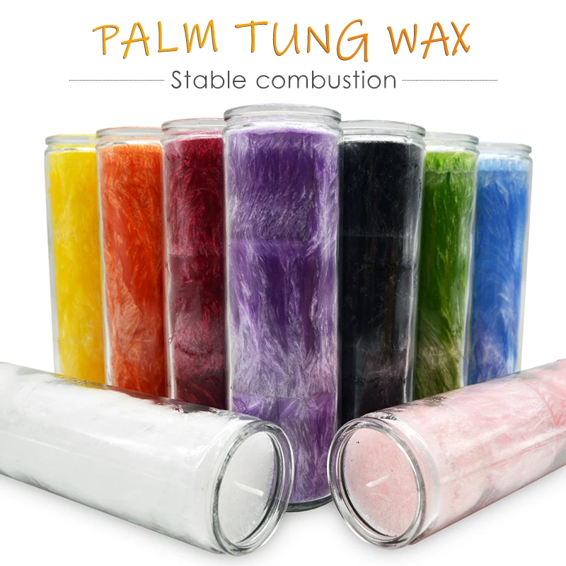 Customized 8 Inches Colors Plant Wax Church Religious Flameless Candles Glass Jar Prayer Candle