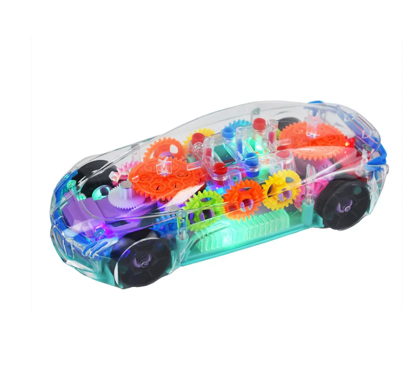 Transparent Gear With music flashing light  rotation Transparent gear train toy