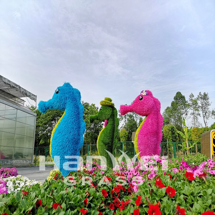 Fake grass animal  green artificial grass sea horse topiary