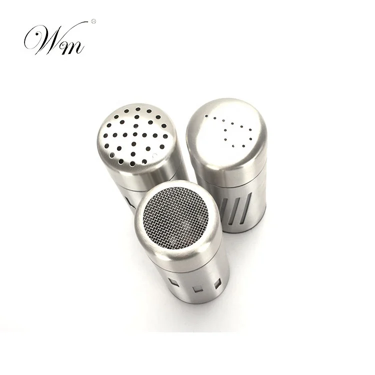 Stainless steel salt and pepper shaker powdered sugar and cocoa/chocolate shaker Spice Tins