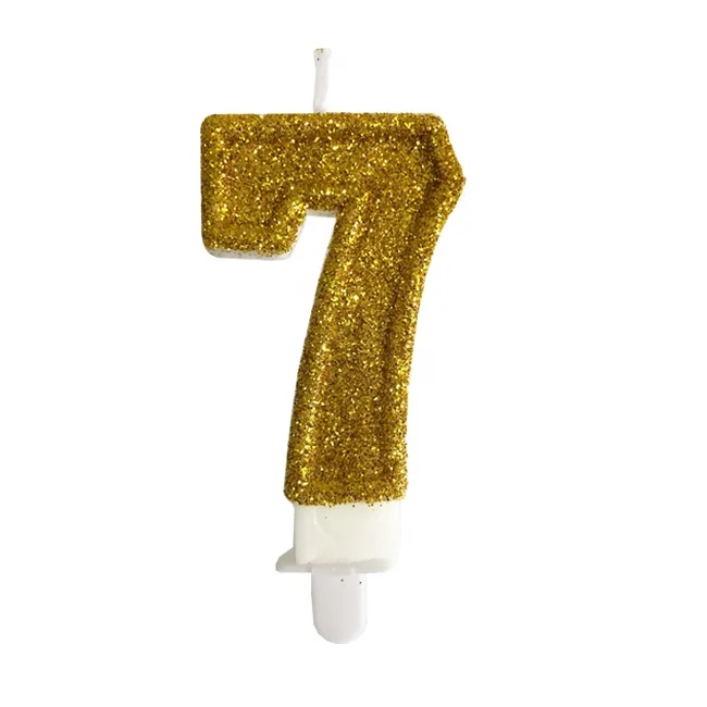 High quality gold powder smokeless arabic numerals birthday party cake candle