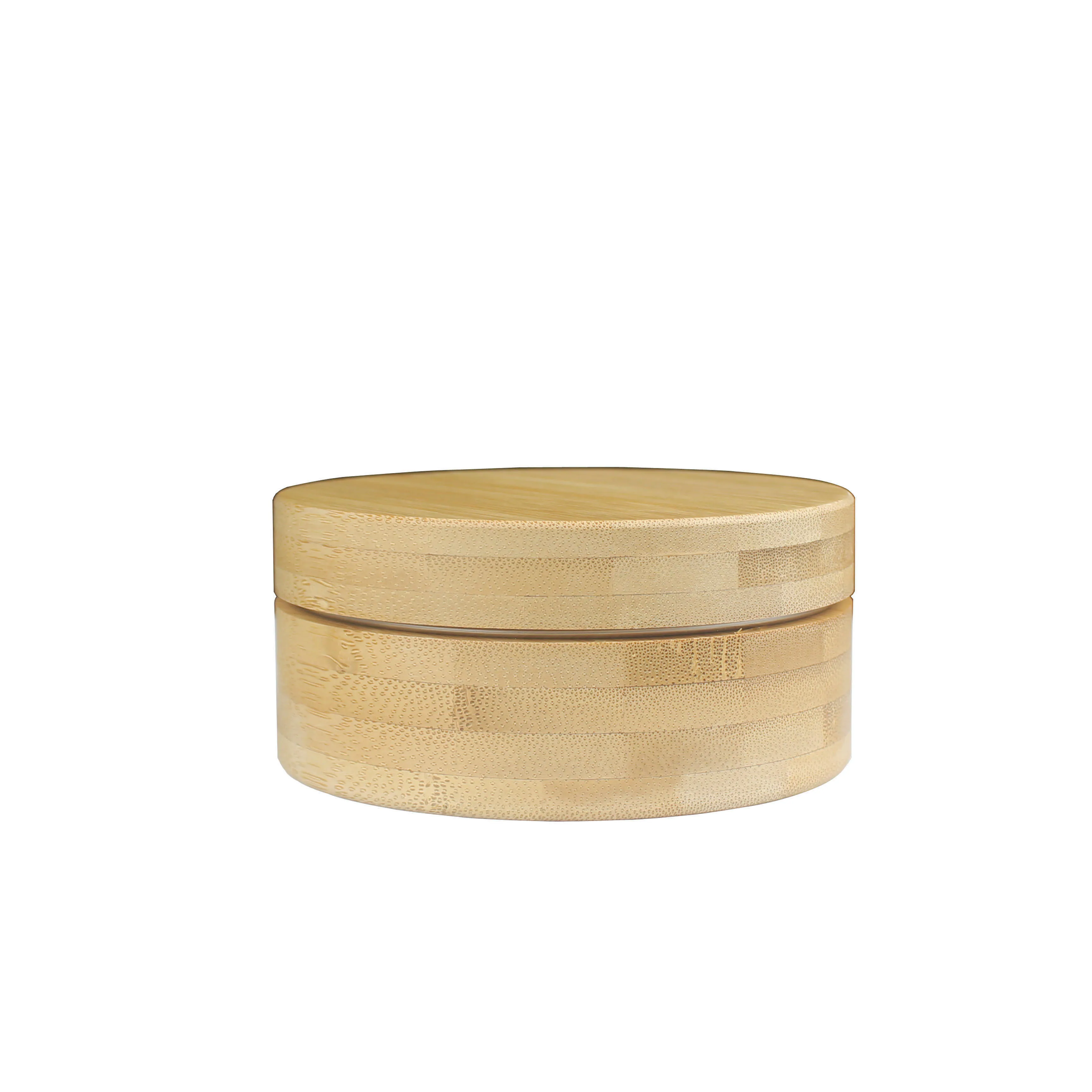 Hot Sale Luxury Cosmetic Cream Container 250g Natural bamboo aluminum jar with fast deliver ABJ--009C