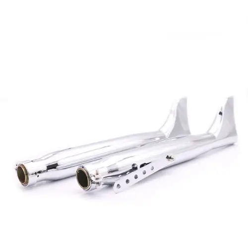 
Pair Motorcycle Retro Fishtail Chrome Exhaust Mufflers Silencer Pipe Custom Cafe Racer Old School For Honda Yamaha Suzuki BMW 