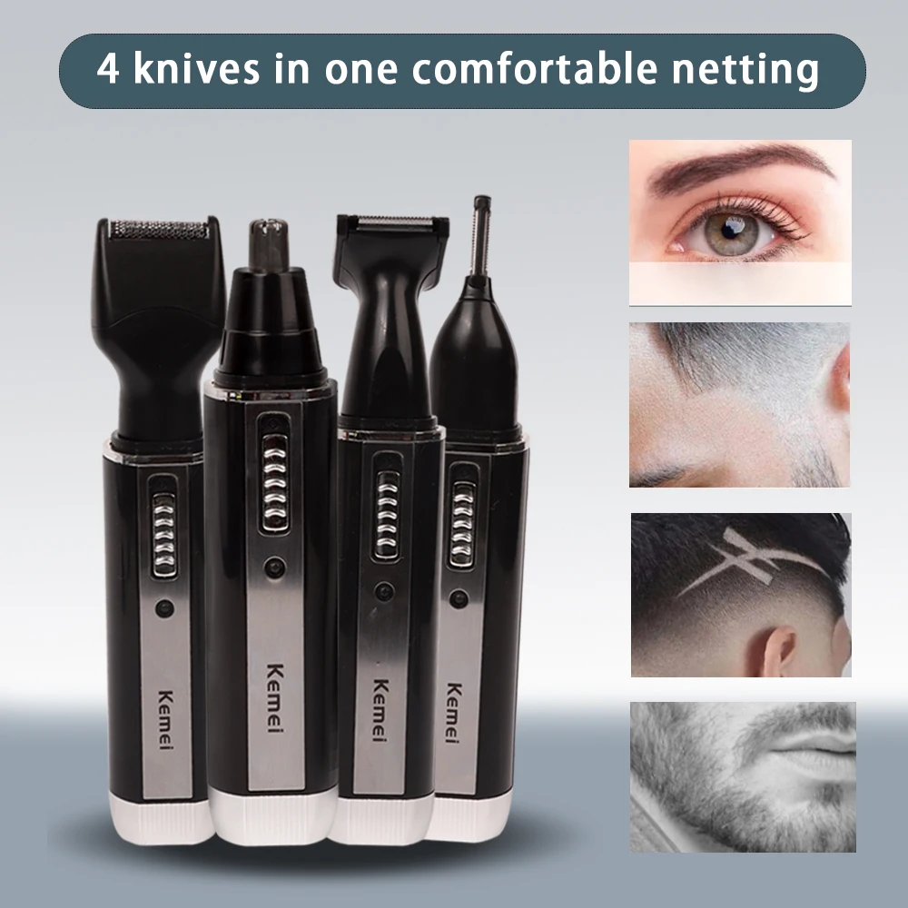 Kemei-6630 4 в 1 триммер для носа и бороды, триммер для бровей, перезаряжаемый электрический триммер для носа, машинка для стрижки волос