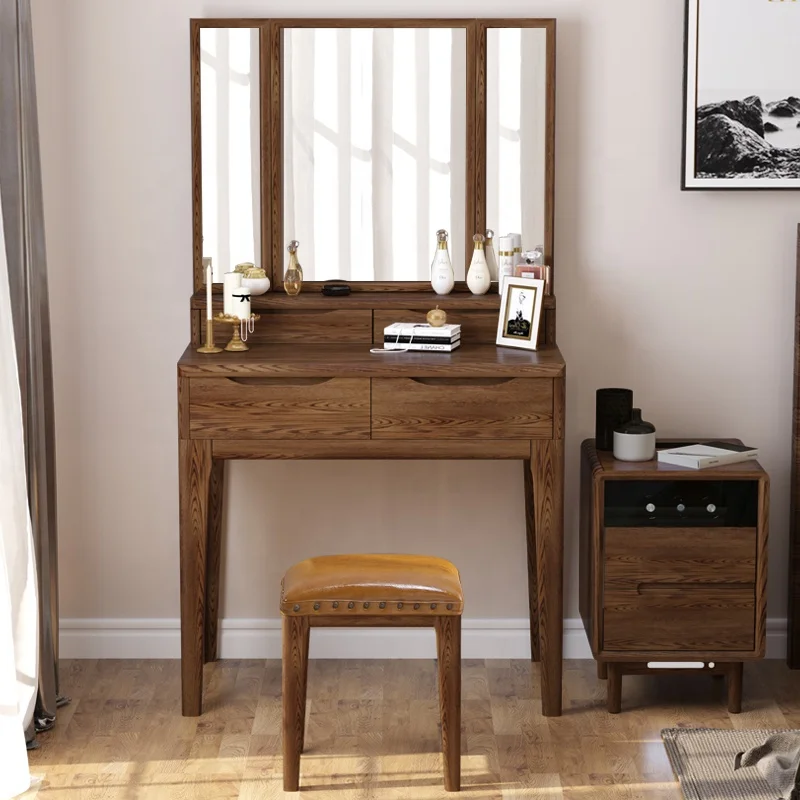 
Antique Design Wood Bedroom Furniture Classic Make up Vanity Table Set For Girls 