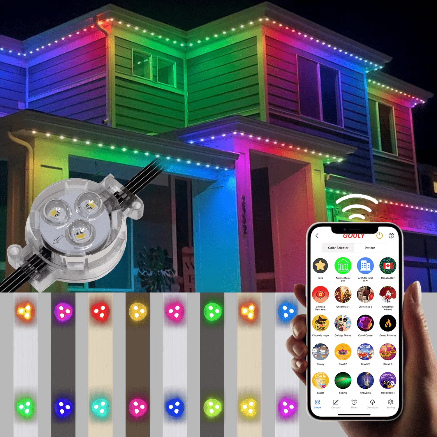 Gouly private customization pixel led rgb light ip68 водонепроницаемый управляемый приложение smart пиксельный свет