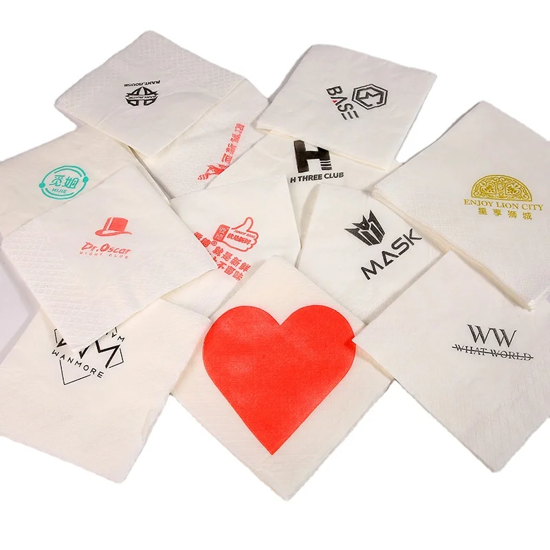 Printing Solid color disposable multi fold customized Christmas beverage restaurant tissue paper hand towels napkins Serviettes