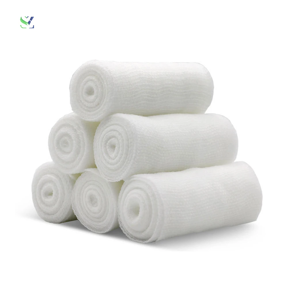 SZ sterile medical breathable Gauze Bandage Roll non woven polyester gauze bandage for Wound care