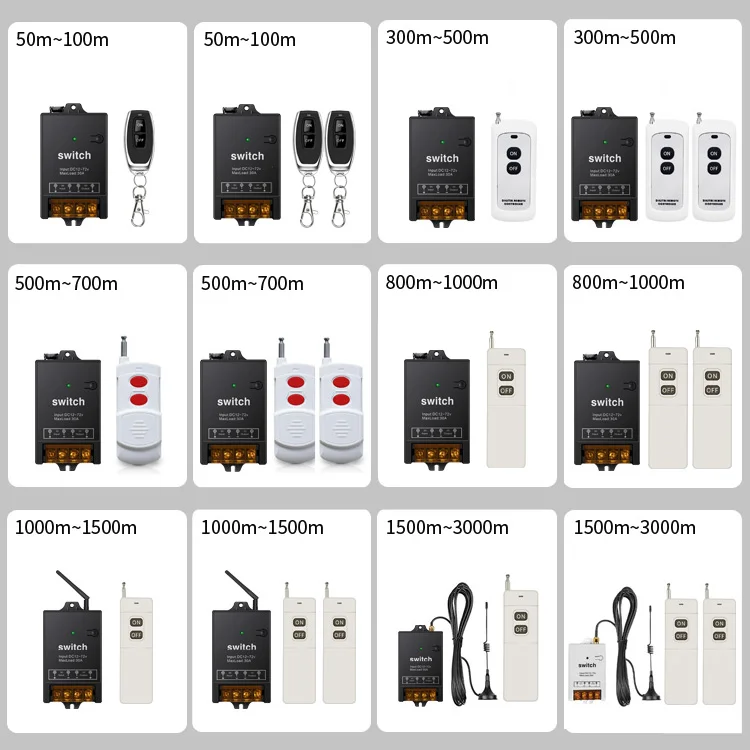 manufacturers custom 40A DC 12V 24v 36v 48v 60v 72v 433MHz RF Transmitter Relay Receiver Module Remote Control Wireless Switch