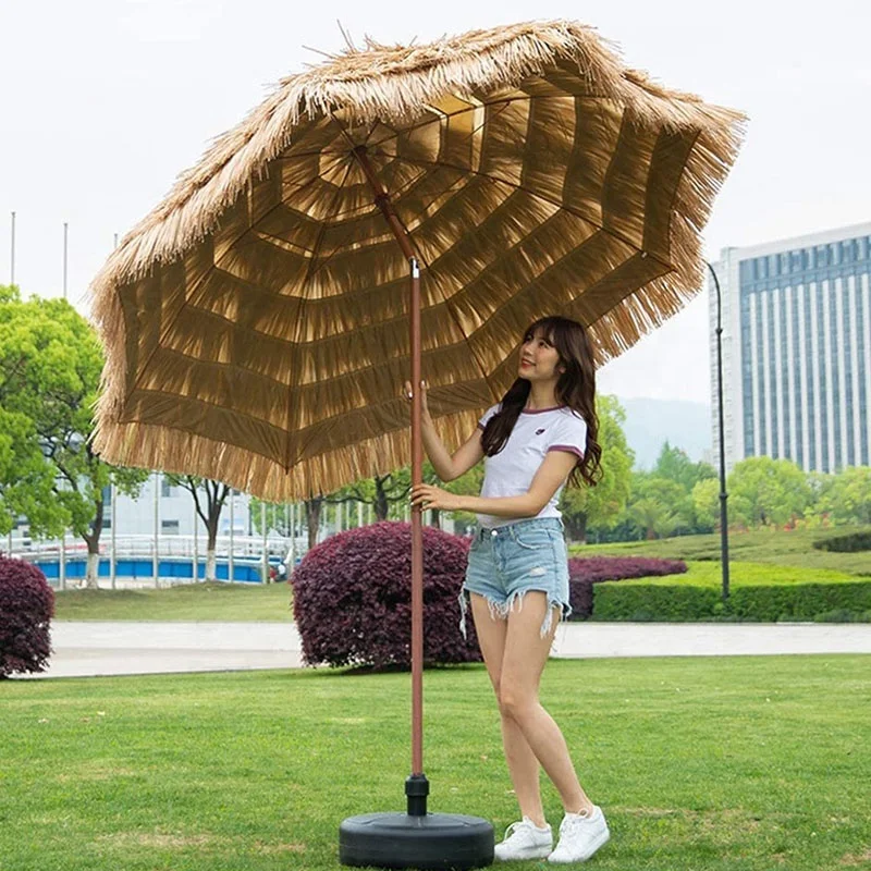 Hot Creative Customized 8Ft Thatch Patio Tiki Beach Umbrella Portable, Hula Cheap Hawaii Umbrellas Beach Umbrella Outdoor