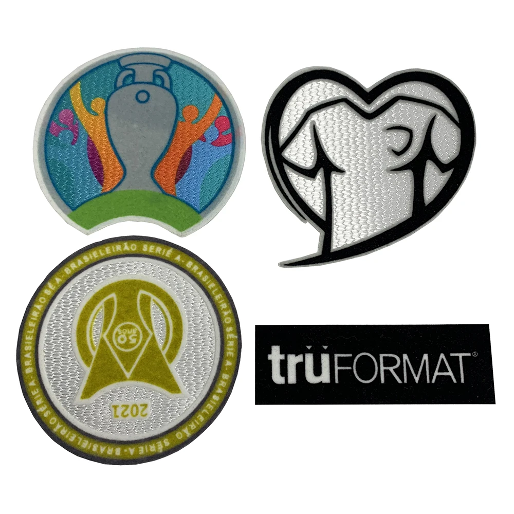 Hot Sale Custom Stock label Football Logo number 14 Heat Transfer Tatami Flock Patches with Iron on patch for Jersey