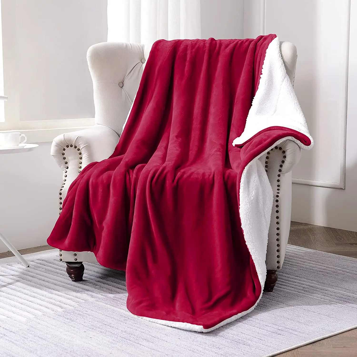 Double-sided Super Soft Luxury Blanket Warm Sherpa Cover Blanket Modern Solid Winter Cheap Lamb Wool Woven 100% Polyester 2kg