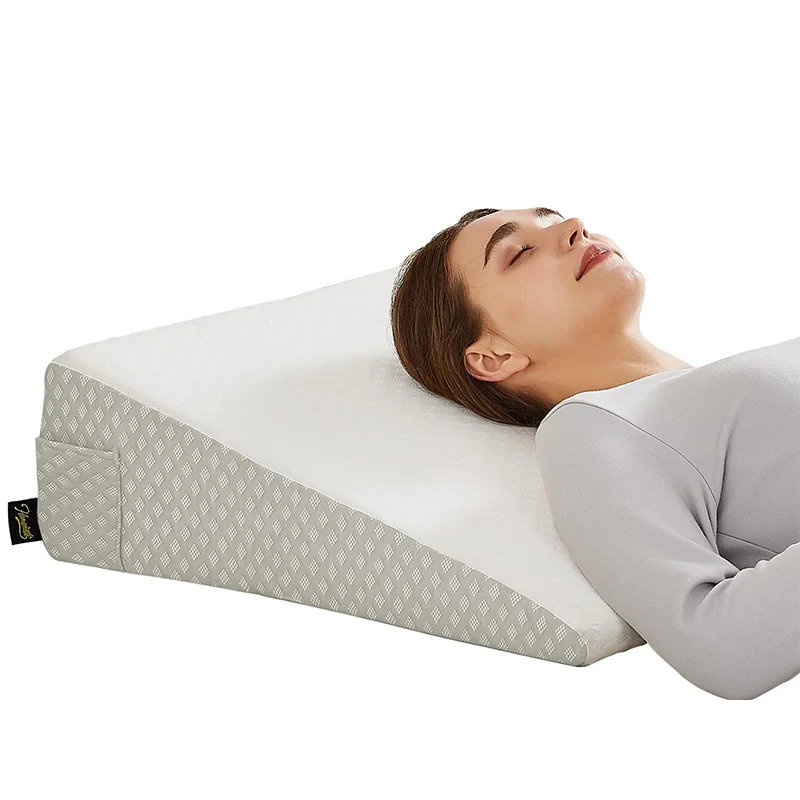 7.5 Inches High Density Leg Elevation Memory Foam Core Gap Filler Pillow Headboard Bed Wedge Pillows with Side Pockets