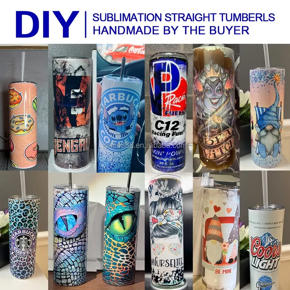 Custom Sublimation Tumblers 20 oz Straight Tumbler Stainless Steel Vacuum Insulated Tumbler With Straw