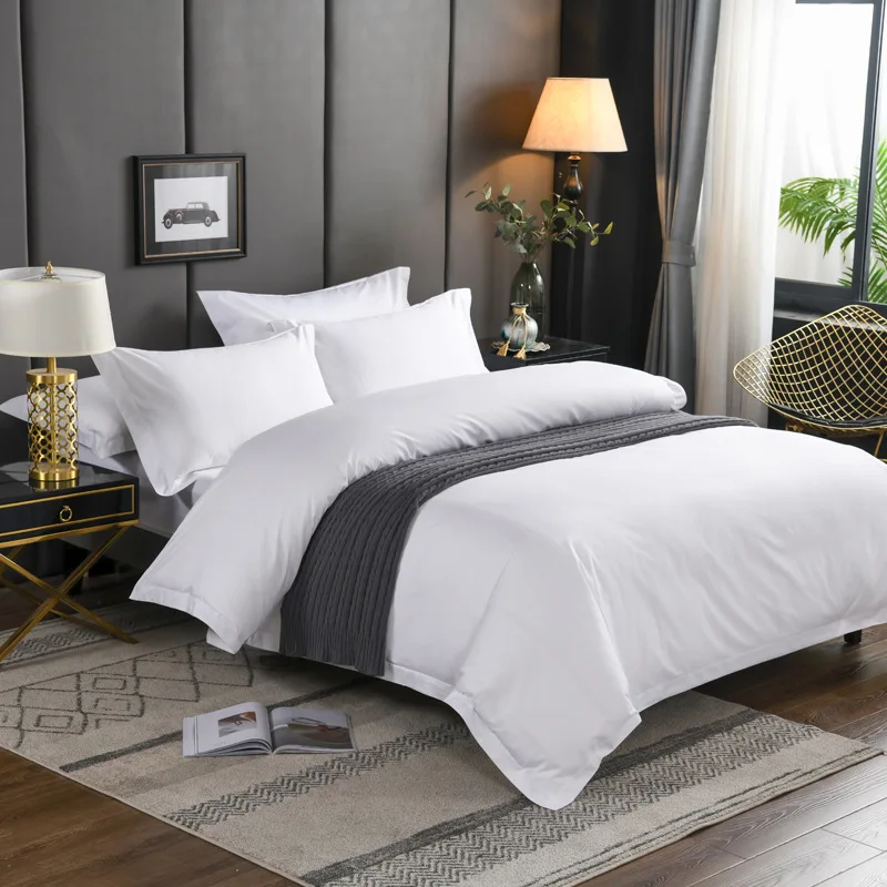 100% Cotton Flat Bed Sheets Single Twin Double Queen King Hotel Bed Coverlet Set White