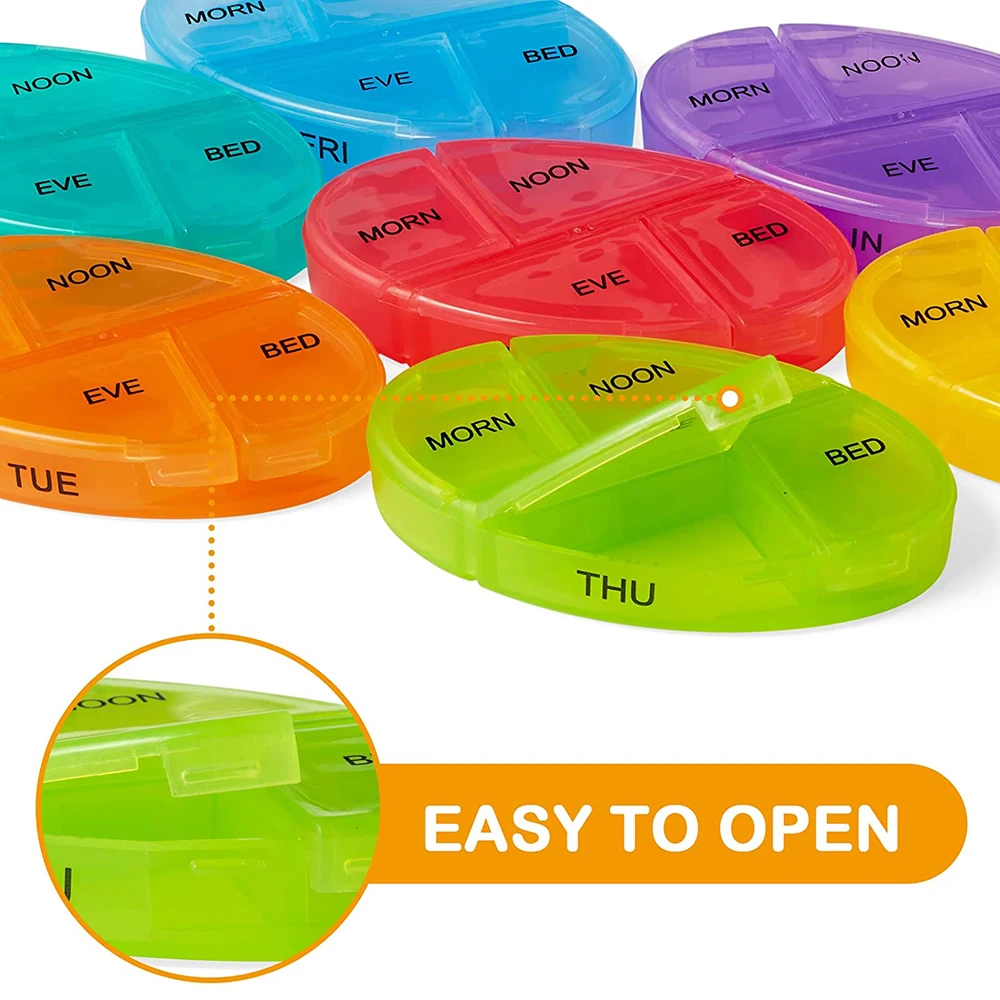 Large Capacity 28 Compartments Weekly Pill Box 7 Days Medicine Boxes Pill Organizer