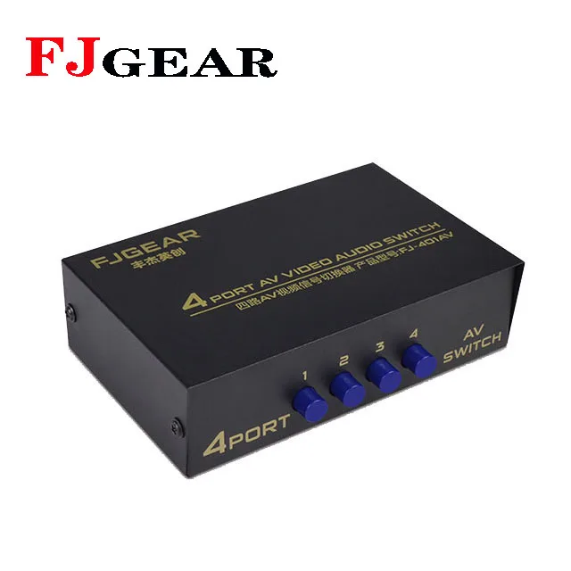 FJGEAR selling DVD 4 input switcher video audio av switch 4 port