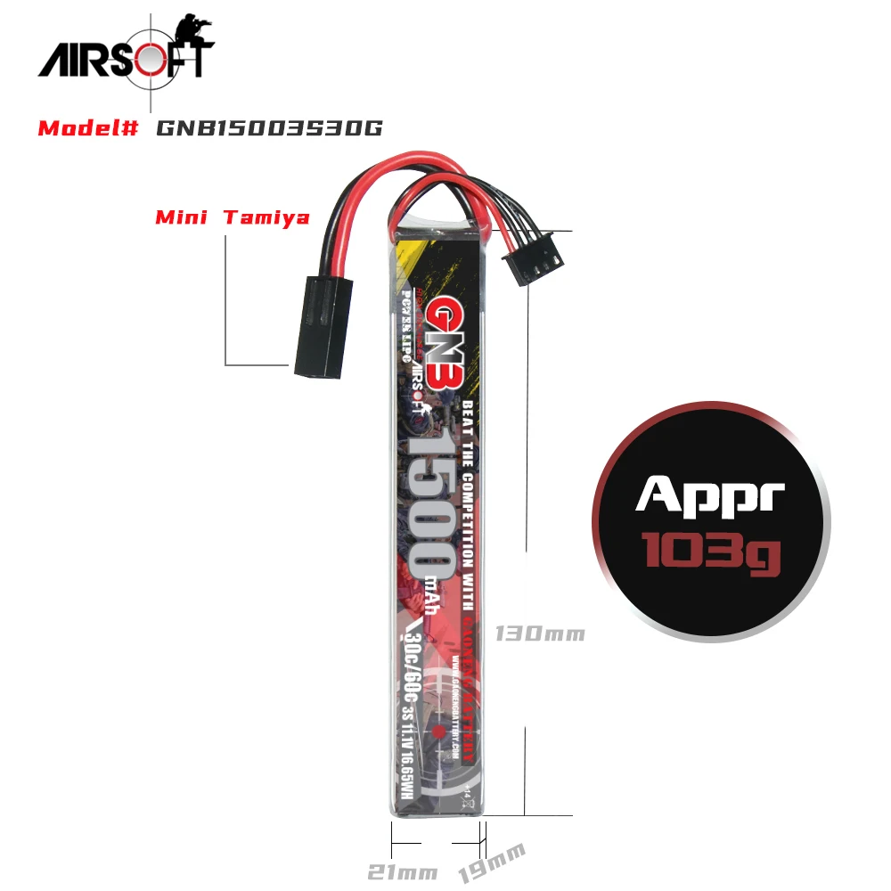 GNB GAONENG 1500MAH 3S 11 1 V 30C 60C RC LiPo батарея AirSoft Mini Tamiya соединитель