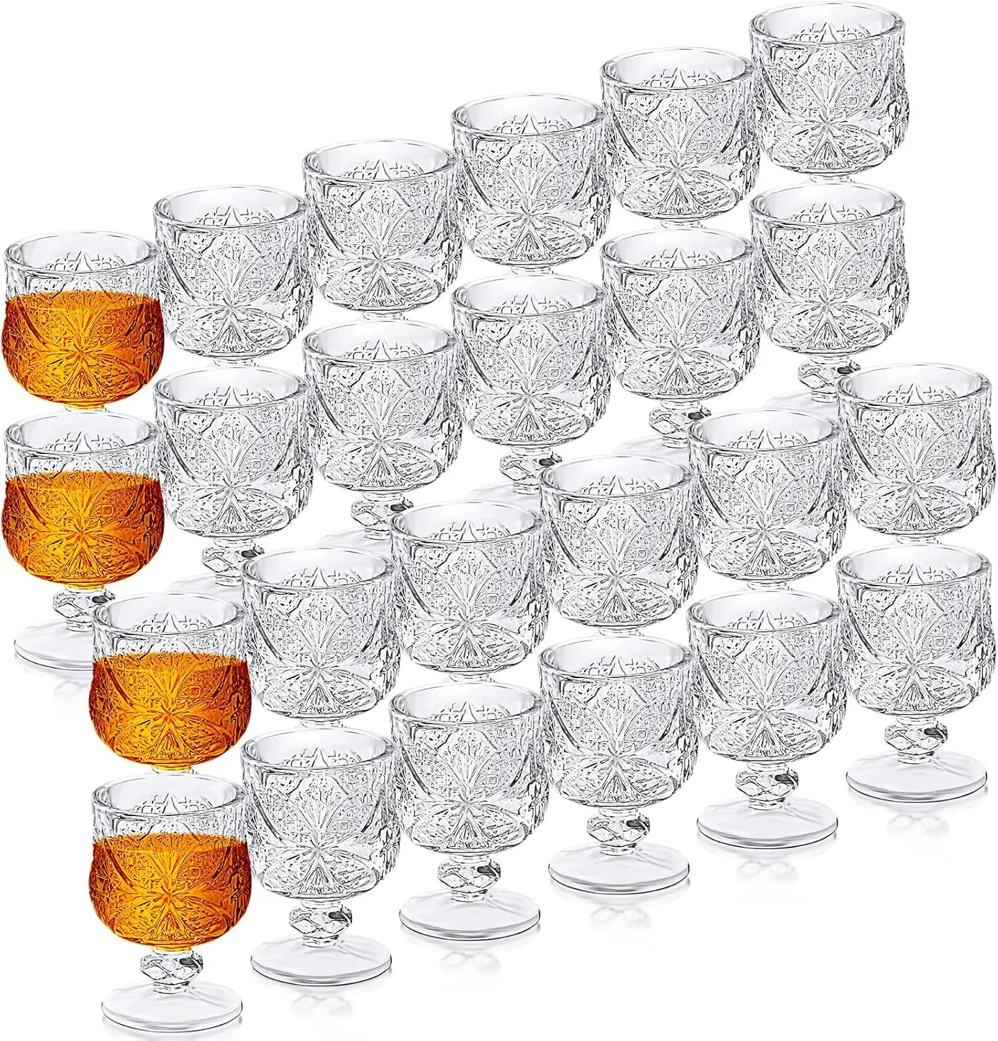 Wedding Party Bar 1.75 oz Clear Embossed Cordial Crystal Snifters Drinkware Shot Glasses for Wine Sherry Vodka cocktail Beverage