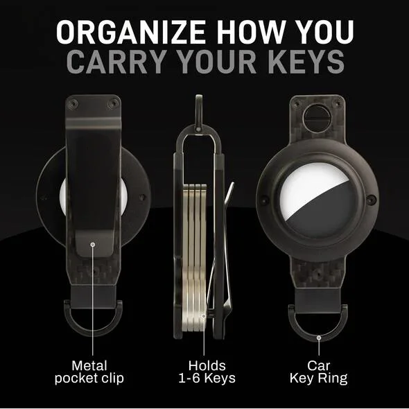 3K Carbon Fiber Compact Metallic Key Holder Minimalist Innovative Keyholder Smart Keychain Metal Key Organizer