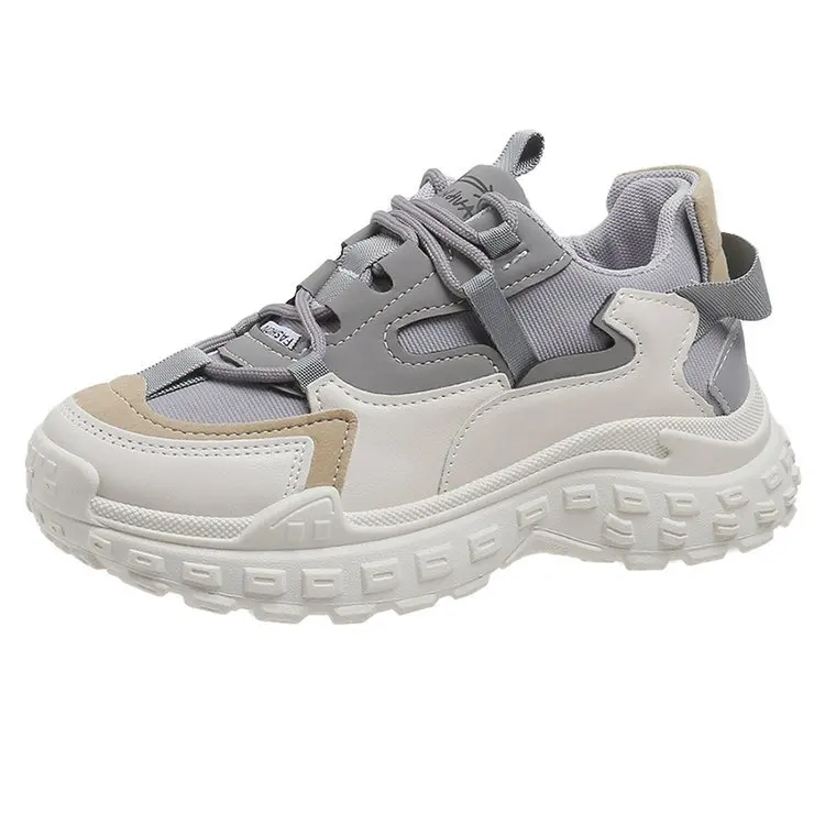 Korea Style Rubber Out-sole Shoes Fashion Platform White Casual Shoes Chunky Walking Sneakers