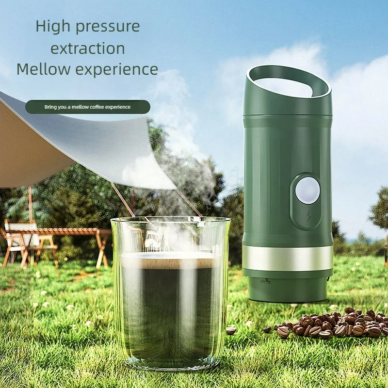 Portable Travel Electric Mini Espresso Coffee Maker Housing Heating Function for Household Car Outdoor Use