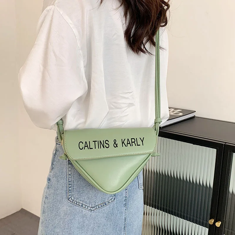 
Printed Letter Triangle Bag 2021 New Fashion Female Bag Fashion Korean Version Simple Temperament Shoulder Bag 