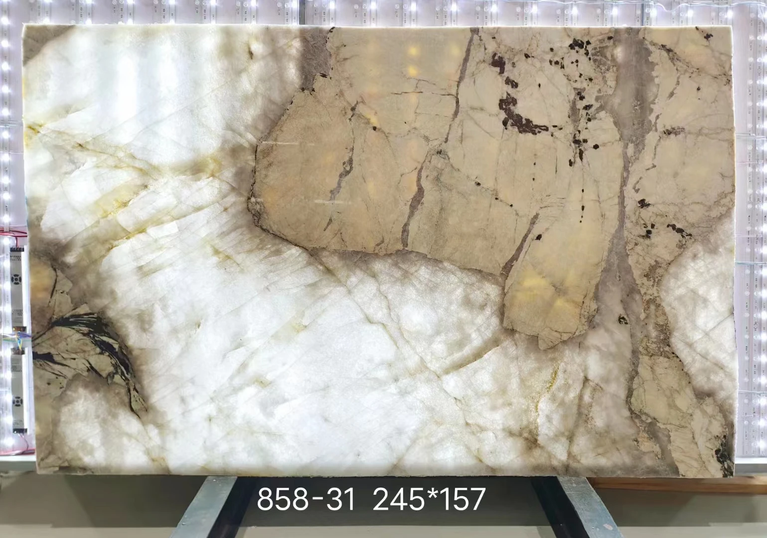 Natural White Crystal Quartzite Translucent Marble Quartzite Slab Wall Bar Decor Customized Countertop