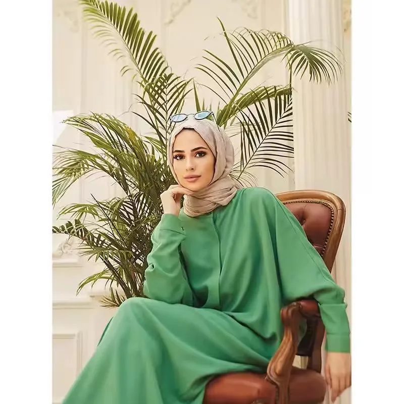2024 Wholesale EID Ramadan Dubai Turkey Tunic Modest Abaya Islamic Clothing Robe Luxury Plain Muslim Women Dress Open Abaya