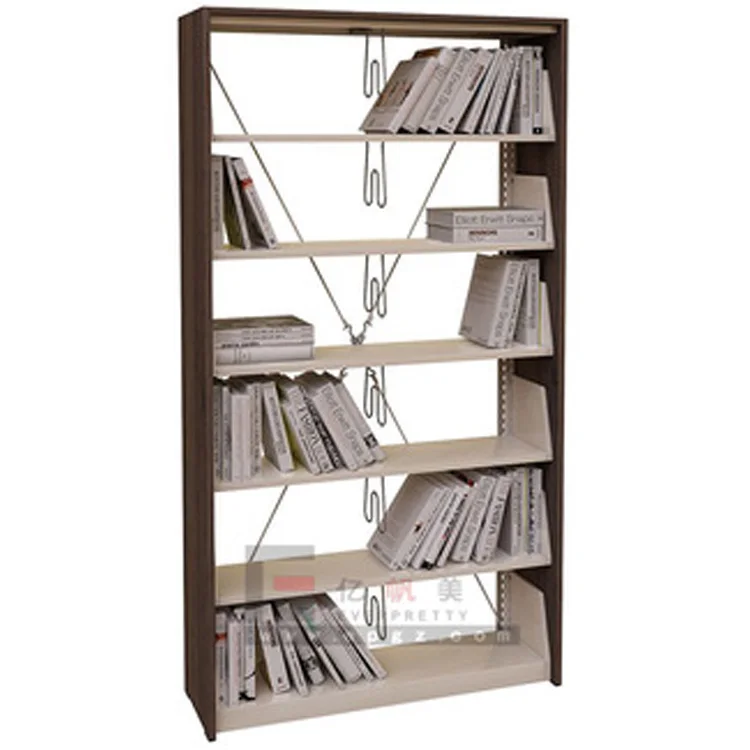 High Quality Library Furniture 6-layers Bookshelf Height-adjustable Strong Metal Bookcases for Students