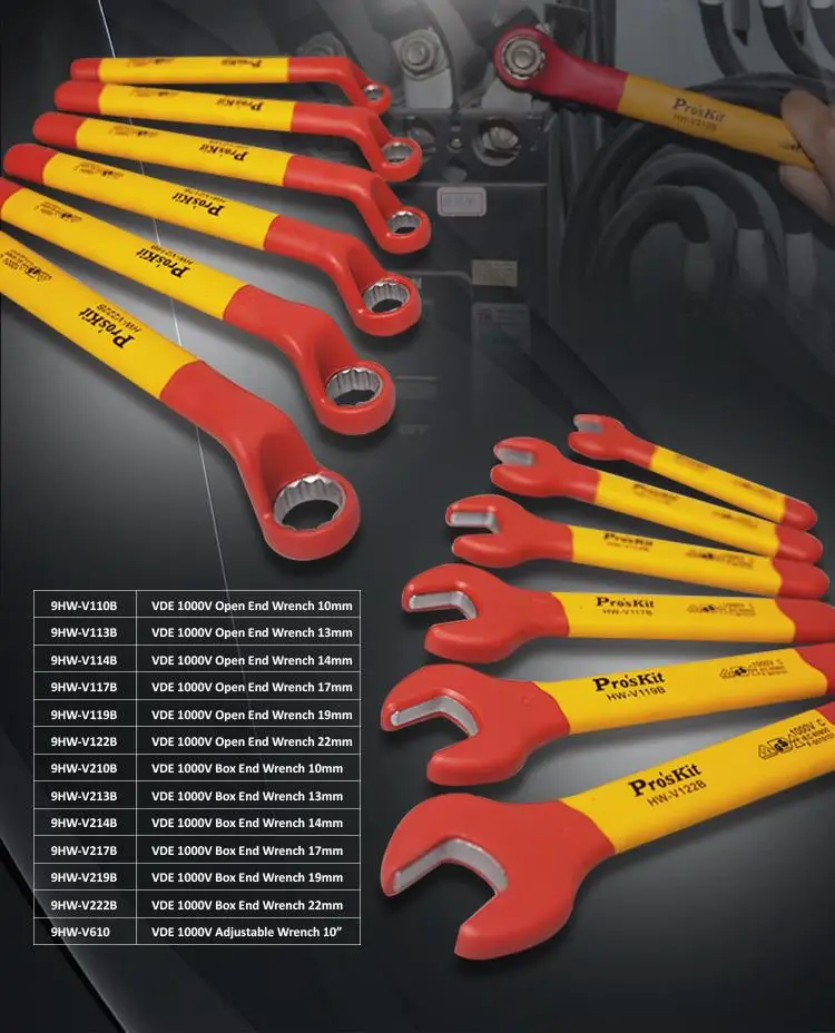 Proskit PK-2836M 41 PCS 1000V Insulated Metric Tool Kit for High Voltage Equipment  Electric Automobile power plant