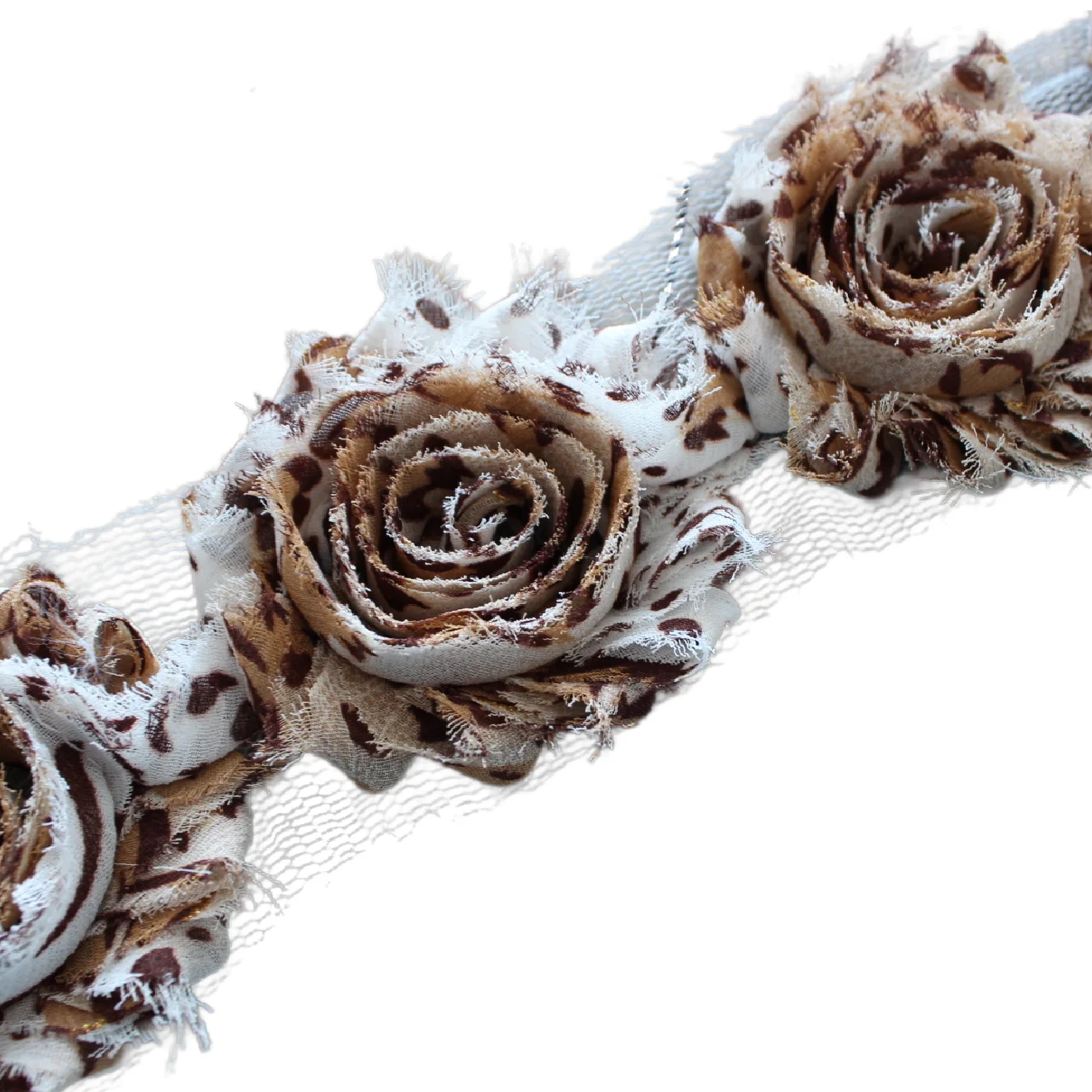 2.5'Chic Shabby Frayed Flower Trim Chiffon Flower For Kids Girl Hair Flowers