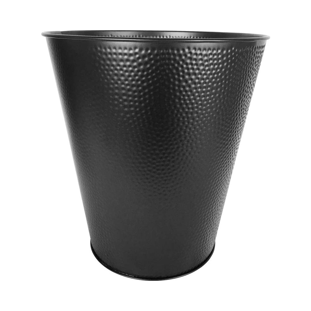 New Design Home Decoration Steel Bucket Dustbin 8 Litres Office Bin Waste Black Dustbins Indoor Kitchen For Bathroom Office