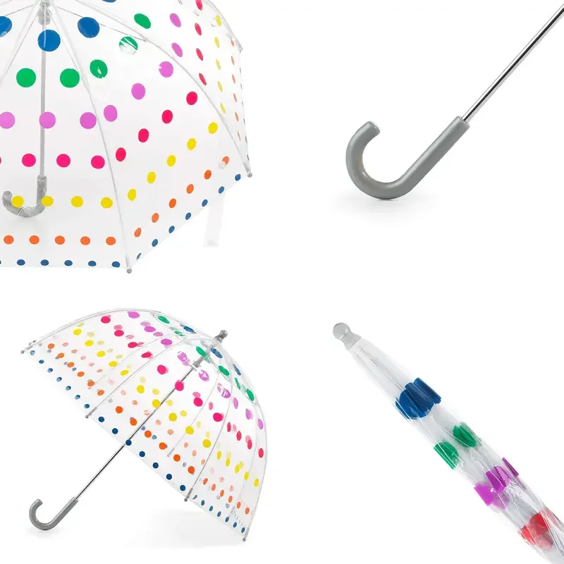 Transparent Dots Print Clear Bubble Dome Design Straight regenschirm kids Umbrella paraguas Perfect For Small Hands