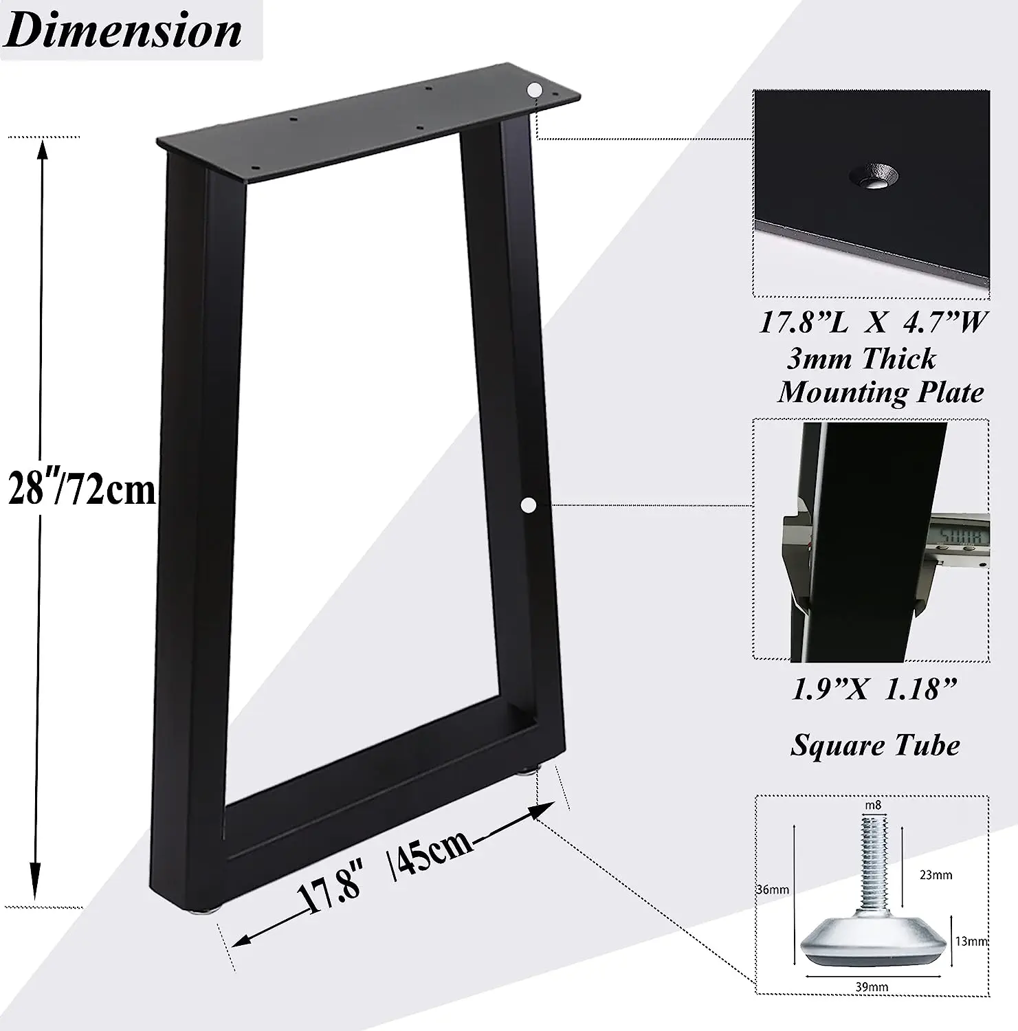Metal Furniture Table Legs Custom Size Metal Steel Industrial Square Metal Black White Customized Products Modern Table Frame